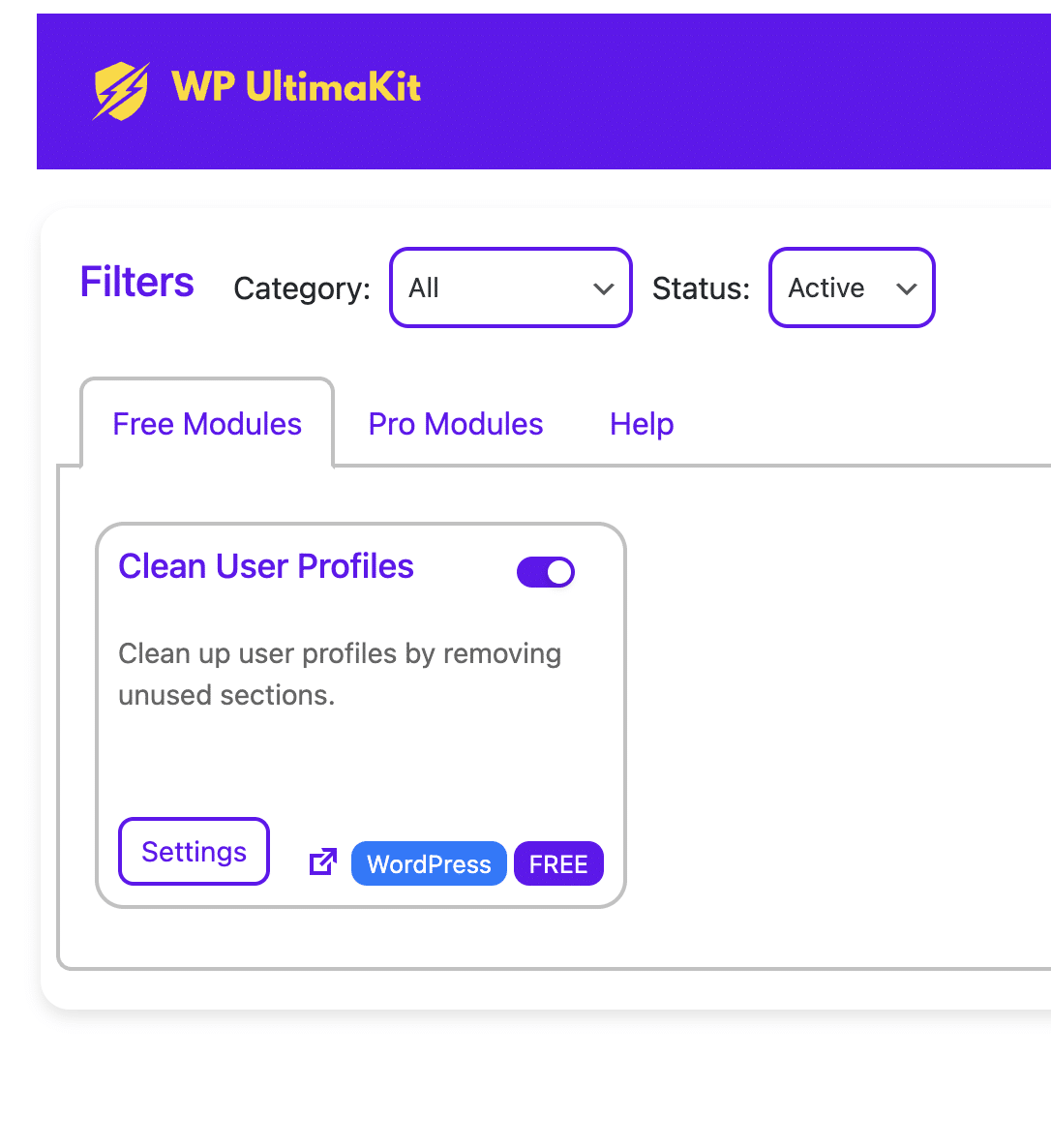 Clean User Profiles in WordPress - UltimaKit For WP