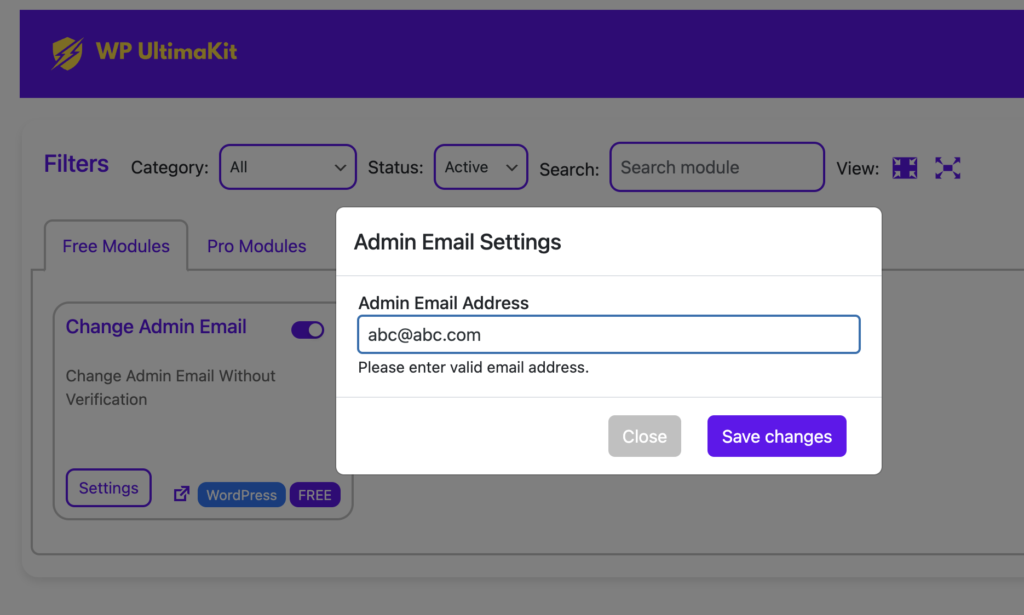 ultimakit-change-admin-email-address-without-verification